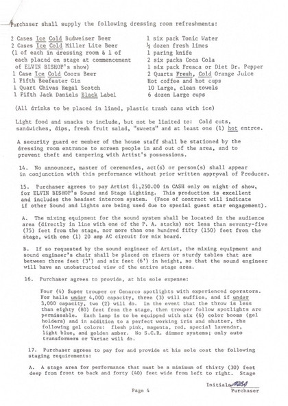 Elvin Bishop Hand-Signed American Federation of Musicians Executive Performance Contract