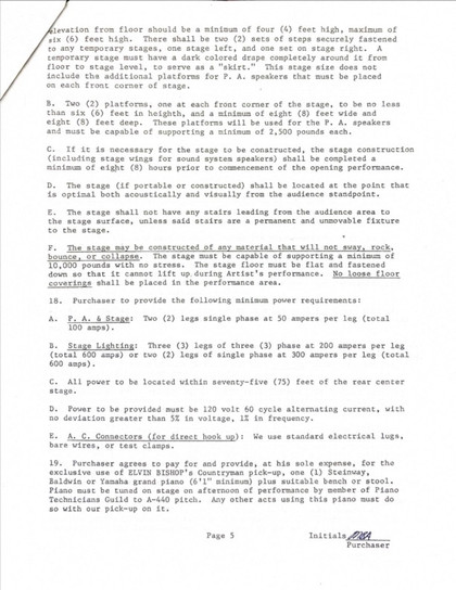 Elvin Bishop Hand-Signed American Federation of Musicians Executive Performance Contract