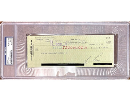 Jay Leno Hand-Signed Personal Banking Ledger Check