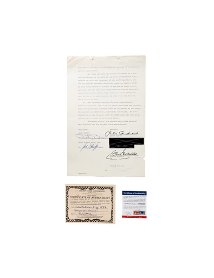 Julie Andrews & Leslie Bricusse Hand-Signed "Songwriter's Contract"