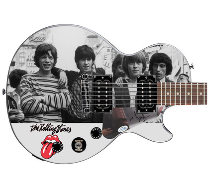 Bill Wyman Autographed Rolling Stones Epiphone Les Paul Photo Graphics Guitar ACOA JSA