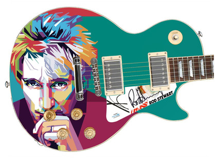 Rod Stewart Signed Epiphone 1/1 Custom Graphics Guitar ACOA Version 1