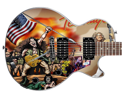 Ted Nugent USA Flag Signed Custom Graphics Gibson Epiphone Guitar