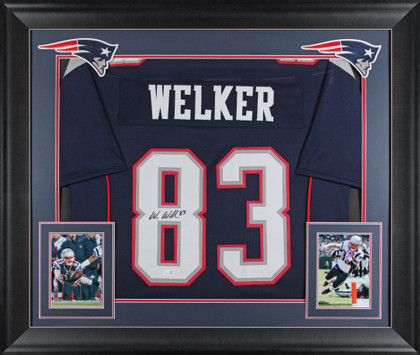Wes Welker Authentic Signed Navy Pro Style Framed Jersey Autographed JSA Witness