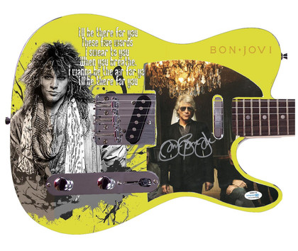 Jon Bon Jovi Signed I'll Be There For You Graphics Guitar ACOA -