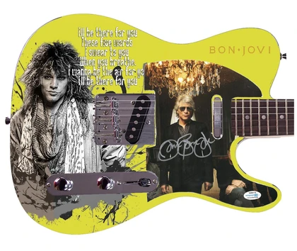 Jon Bon Jovi Signed I'll Be There For You Graphics Guitar ACOA
