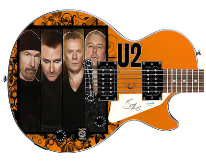 U2 Bono Autographed Custom Epiphone Graphics Guitar Version 1