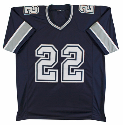 Emmitt Smith Authentic Signed Navy Pro Style Jersey Autographed BAS Witnessed 2