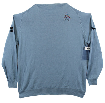 John Daly Signed Match Worn Light Blue Johnstons of Elgin Cashmere Sweater BAS