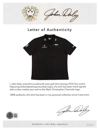 John Daly Authentic Signed Match Worn Black Loudmouth Polo Shirt BAS #BK84777