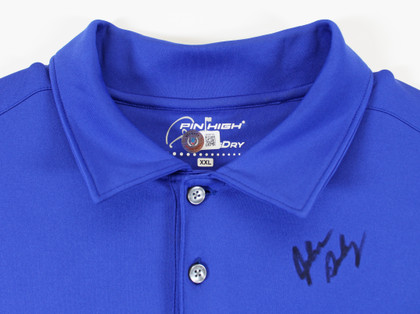 John Daly Authentic Signed Match Worn Blue Pin High Polo Shirt BAS #BK84734