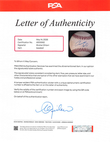 Shohei Ohtani Signed 6/22/2024 LAA Vs LAD Game Used OML Baseball MLB & PSA LOA