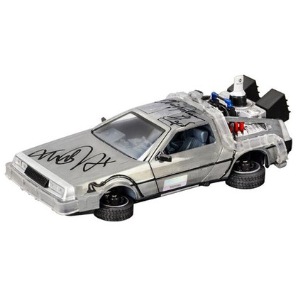 Michael J. Fox Christopher Lloyd Autographed Back to the Future 1:24 DeLorean Car