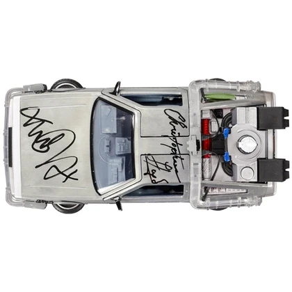 Michael J. Fox Christopher Lloyd Autographed Back to the Future 1:24 DeLorean Car