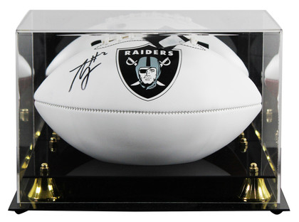 Raiders Ashton Jeanty Signed Franklin White Panel Logo Football W/ Case BAS Wit