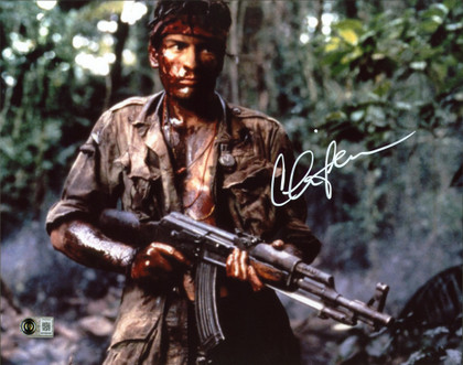 Charlie Sheen Platoon Authentic Signed 11x14 Horizontal Photo BAS Witnessed