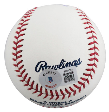 Rangers Evan Carter "MLB Debut 9-8-23" Authentic Signed OML Baseball BAS Witness