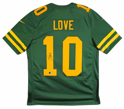 Packers Jordan Love Signed Green Color Rush Nike Limited Jersey BAS Witnessed