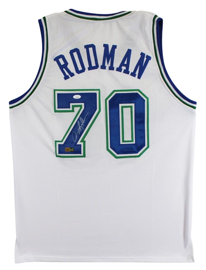 Dennis Rodman Authentic Signed White Pro Style Jersey Autographed JSA Witness