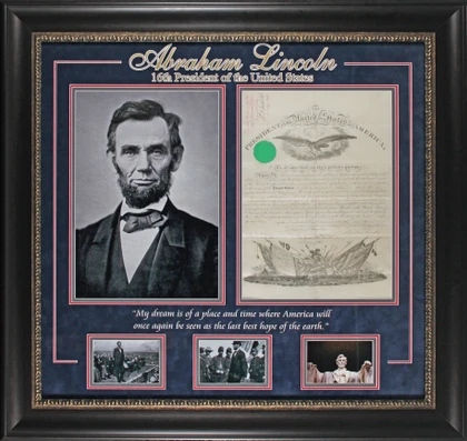Abraham Lincoln Signed & Framed 15.75x19.75 1864 Military Appointment BAS LOA