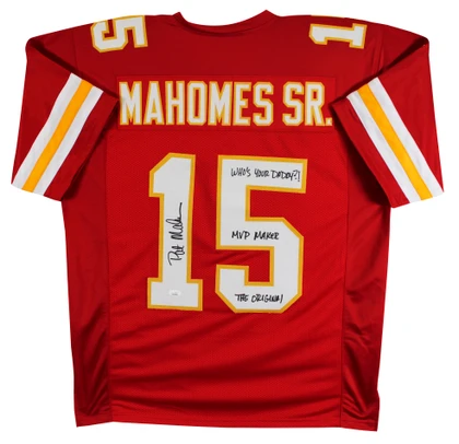 Patrick Mahomes Sr. "3x Inscribed" Signed Authentic Red Pro Style Jersey JSA