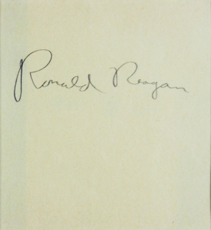 Ronald Reagan Authentic Signed 3.5x4 Cut Signature Framed Display JSA #YY43707