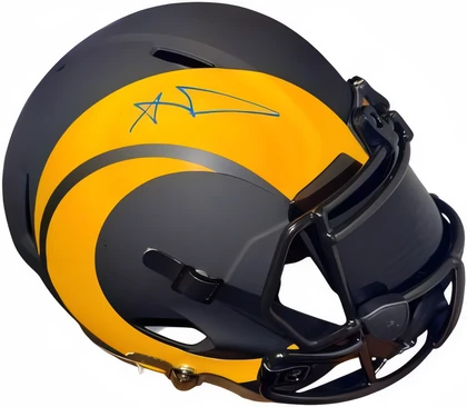 Aaron Donald Signed Los Angeles Rams Riddell Nfl Full Size Eclipse Rep Speed Helmet W/ Visor  Beckett Witnessed Hologram