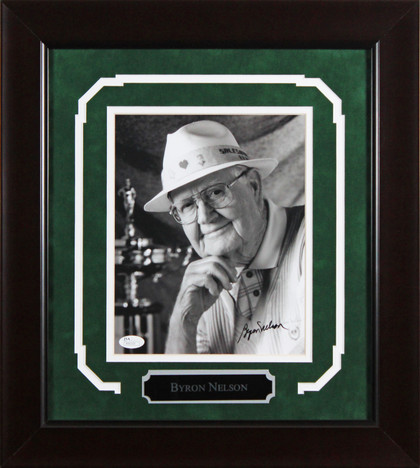 Byron Nelson Authentic Signed 8x10 Framed Vertical B&W Photo JSA #R96169