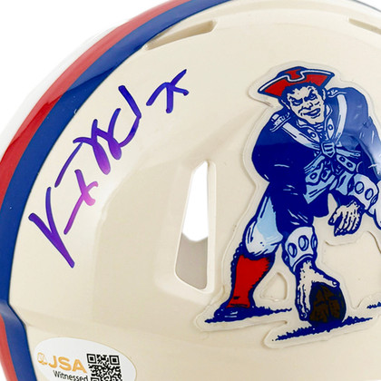 Vince Wilfork Signed New England Patriots Retro Speed Mini Football Helmet (JSA)