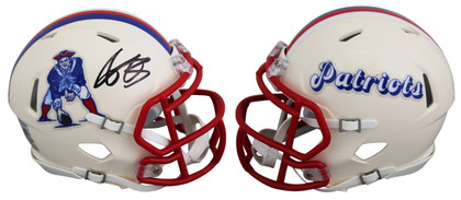 Patriots A.J. Brown Signed Retro Speed Mini Helmet W/ Case BAS Witnessed