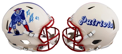 Patriots Rob Gronkowski Signed Retro F/S Speed Proline Helmet W/ Case BAS Wit