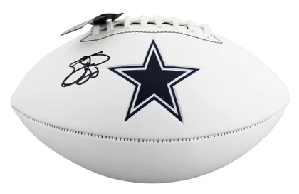 Cowboys Emmitt Smith Signed Franklin White Panel Logo Football W/ Case BAS Wit