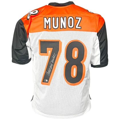 Anthony Munoz Signed Cincinnati White Football Jersey (Beckett)
