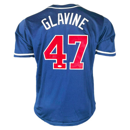 Tom Glavine Signed Atlanta Navy Baseball Jersey Black Ink (JSA)