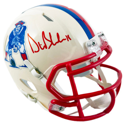 Drew Bledsoe Signed New England Patriots Retro Speed Mini Football Helmet (JSA)