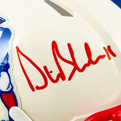 Drew Bledsoe Signed New England Patriots Retro Speed Mini Football Helmet (JSA)