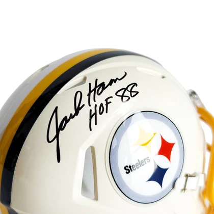 Jack Hampton Signed HOF 88 Inscription Pittsburgh Steelers Retro Speed Mini Football Helmet (JSA)