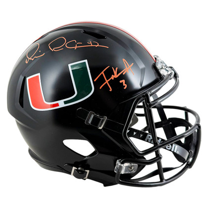 Michael Irvin Frank Gore Signed Miami Hurricanes Speed Full-Size Replica Football Helmet (Beckett)