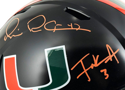 Michael Irvin Frank Gore Signed Miami Hurricanes Speed Full-Size Replica Football Helmet (Beckett)