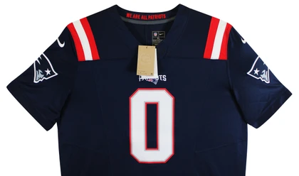 Patriots Christian Gonzalez Signed Navy Nike Limited Jersey BAS Witnessed