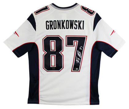 Patriots Rob Gronkowski Authentic Signed White Nike Limited Jersey BAS Witnessed