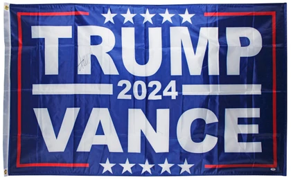 Donald J. Trump Signed 36x60 Trump Vance Campaign Flag PSA/DNA #AS01960