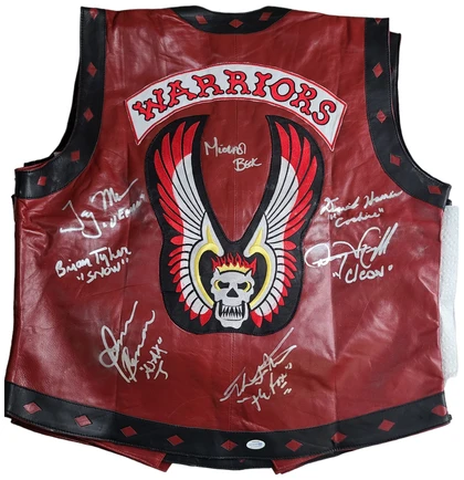The Warriors Movie Cast Signed Leather Vest Exact Proof ACOA Version 2