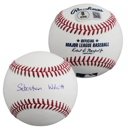 Rangers Sebastian Walcott Signed Robert Manfred OML Baseball BAS Wit #1W490721