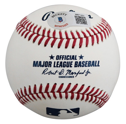 Rangers Evan Carter "1st MLB HR" Signed Manfred OML Baseball BAS Wit #W871401