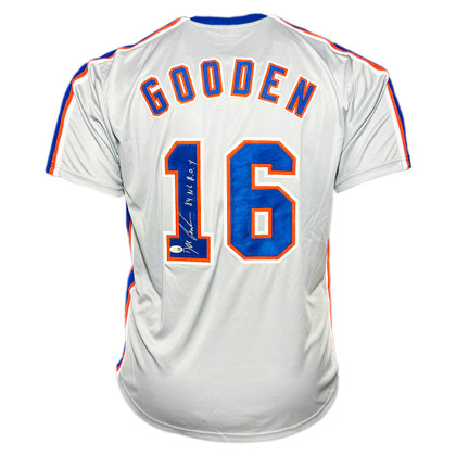Dwight Gooden Signed 84 NL ROY Inscription New York Grey Baseball Jersey (JSA)