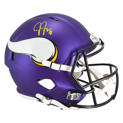 Justin Jefferson Signed Yellow Ink Minnesota Vikings Speed Full-Size Replica Football Helmet (Beckett)