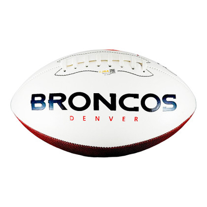 Karl Mecklenburg Signed Denver Broncos Official NFL Team Logo Football (JSA)