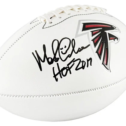 Morten Andersen Signed HOF 2017 Inscription Atlanta Falcons Official NFL Team Logo Football (JSA)