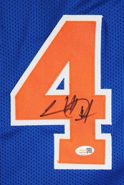 Charles Oakley Authentic Signed Blue Pro Style Jersey Autographed JSA Witness 2